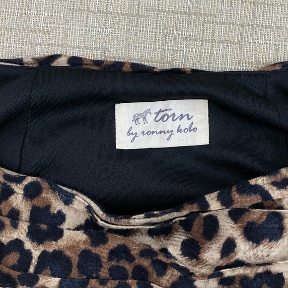TORN By Ronny Kobo Leopard Cheetah Print Layered Mini Skirt Sz M - Picture 4 of 10